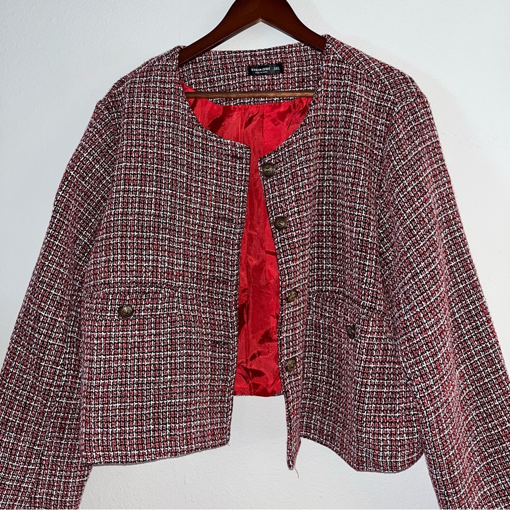 SHEIN Uptown Old Money Tweed Blazer Plus Size